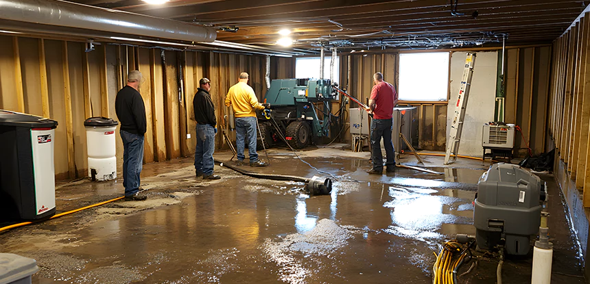 Cleaning Sewage From Basement Floor in Fairburn